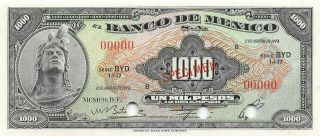 México 1000 Pesos 2.  8.  1974 P 52s Series Byd Uncirculated Banknote Me14