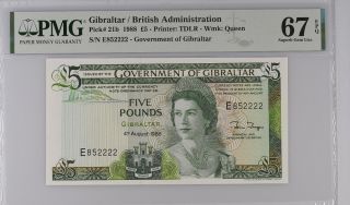 Gibraltar 5 Pounds 1988 P 21 B 852222 Gem Unc Pmg 67 Epq