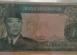 Indonesia ; 500 rupiah 1960,  P - 87b,  VF 3