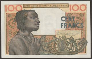 Ch Unc West African States 100 Francs P - 2b / B102b (no code letter,  signature 5) 2