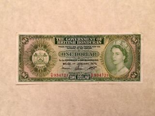 1973 British Honduras One $1 Dollar Banknote Elizabeth Ii P 28c