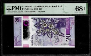Ireland - Northern,  Ulster Bank - P 345a - 20 Pounds 2019 Pmg Supgem Unc 68 Epq
