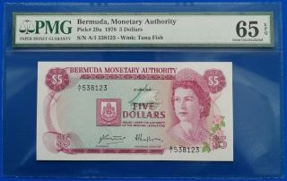 Bermuda ; 5 Dollars 1978,  P - 29a,  Pmg Gem Unc 65 Epq