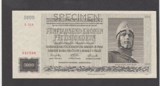 5000 Korun Aunc Specimen Banknote From Bohemia - Moravia 1944 Pick - 17s