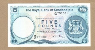Scotland: 5 Pounds Banknote,  (unc),  P - 342a,  05.  01.  1983,