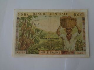 Cameroun 1000 Francs 1962 Cameroon French Equatorial Africa Extremely Rare /33