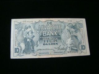 Netherlands Indies 1934 10 Gulden Banknote Vf Pick 79a