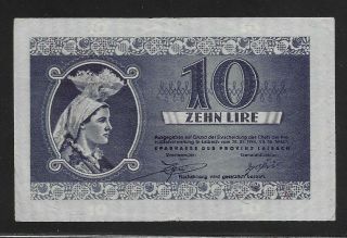 Yugoslavia,  Slovenia,  Laibach Occupation - 10 Lire - Ten Lire,  1944,  Series C