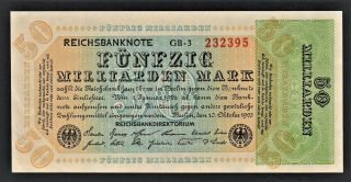 Vad - Germany - 50 Milliarden Mark Banknote - P 120b (cv=80) A/u