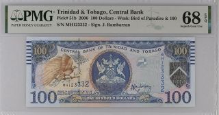 Trinidad & Tobago 100 Dollars 2006 P 51 B Gem Unc Pmg 68 Epq Top Pop