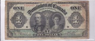 1911 Dominion Of Canada $1 One Dollar Note