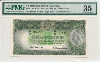 Commonwealth Of Australia Australia 1 Pound Nd (1953 - 60) Pmg 35