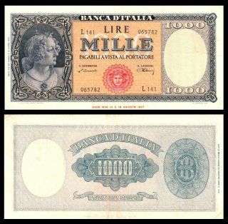 Italy / Italy - 1000 Lire Italy / Ornate Of Beads / 1947 P 83 Banknote