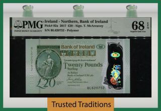 Tt Pk 92a 2017 Ireland Northern Bank Of Ireland 20 Pounds Pmg 68 Epq Gem