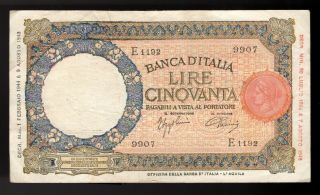 Italy 50 Lire 1.  2.  1944.  Key Date Pic 66.