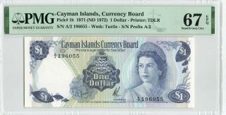 Cayman Islands $1 Dollar 1971 (1972),  P - 1b,  Pmg 67 Epq Gem Unc,  2nd Best