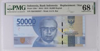 Indonesia 50000 Rupiah 2016 P 159 C Replacement Gem Unc Pmg 68 Epq Top