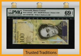 Tt Pk Unl 2017 Venezuela Banco Central 100000 Bolivares Pmg 69 Epq Gem