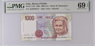 Italy 1000 Lire 1990 P 114 B Gem Unc Pmg 69 Epq