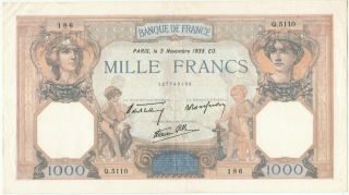 France 1000 Francs 1938 P - 90c Au Rare