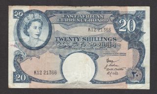 20 Shillings Vg - Fine Banknote From British East Africa 1958 - 60 Pick - 39