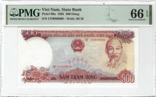 Vietnam 500 Dong 1985,  P - 99a National Bank,  Pmg 66 Epq Gem Unc,  Terrific Note