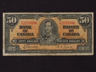 Canada:p - 63b,  50 Dollars,  1937 King George Vi Gordon & Towers F Nr