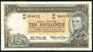 Australia - 10 Shillings 1/2 Pound 1961 - 1965 Banknote Note - P 33 P33 (f)