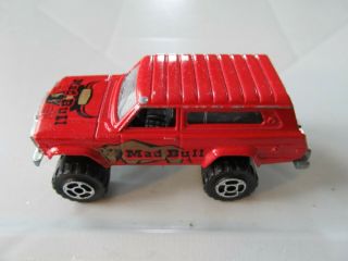 Vintage Majorette 1/64 Scale Diecast Red 4x4 Jeep Cherokee Mad Bull Made France