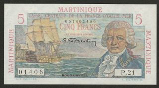 1947/49 Martinique 5 Franc Note Unc