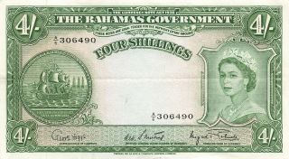 Bahamas 4 Shillings 1953 P - 13d Au