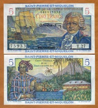 Saint Pierre And Miquelon,  5 Francs,  Nd (1950),  P - 22,  Unc