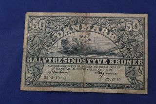 Denmark 50 Kroner 1939 P.  32b Rare - - See Many More