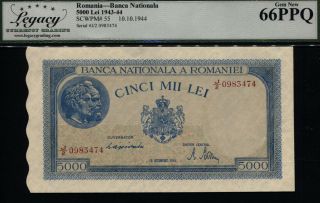 Tt Pk 55 1943 - 44 Romania Banca Nationala 5000 Lei Lcg 66 Ppq Gem