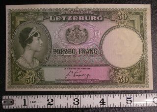 (nd) 1944 Luxembourg 50 Francs P - 46 Banknote Crisp Pretty 6236