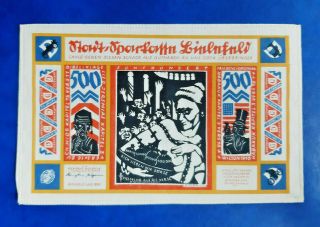 Bielefeld Notgeld 500 Mark 21.  10.  1922 Stoffgeld Silk Banknote Germany (14769)