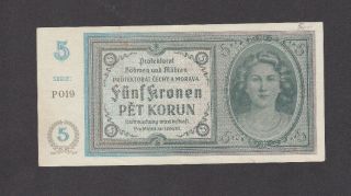 5 Korun Extra Fine Banknote From Bohemia - Moravia 1940 Pick - 4