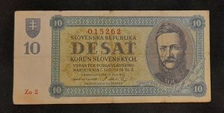 Slovakia 10 Korun 1943 Rare Serie, .