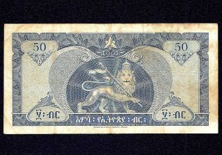 ETHIOPIA 50 Dollars 1966 P - 28 (Prefix B) aVF 2