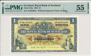 Royal Bank Of Scotland Scotland 1 Pound 1955 S/no 66x6x6 Pmg 55