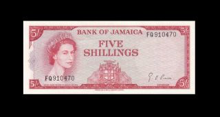 1960 British Colony Jamaica 5 Shillings Qeii 5/ - ( (ef, ))