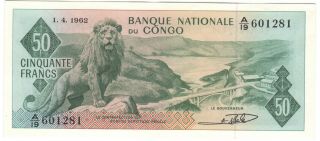 Congo 50 Francs 1962 P - 5a Au,
