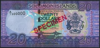 Solomon Islands 20 Dollars P34 2017 S/n A/1 000000 Unc " Specimen "