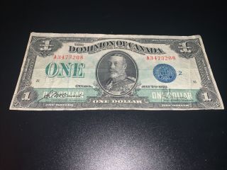 1923 Dominion Of Canada Ottawa One Dollar - Group B,  Blue Seal