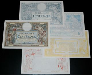 Set 4 Proofs For France 100 Francs L.  O.  M.  1908 - 09 Pick 69,  Official Bdf Reprint