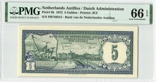 Netherlands Antilles 5 Gulden 1972 Pick 8b Pmg Gem Uncirculated 66 Epq