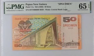 Papua Guinea 50 Kina Nd (1989) P 11 S Specimen Gem Unc Pmg 65 Epq