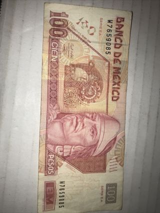 Mexico: $100 Pesos Nezahualcoyotl 2008 Banco De Mexico.