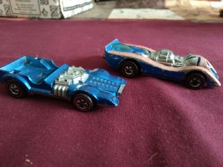 1970 Hot Wheels Jet Threat Blue Car & 1970 Mutt Mobile