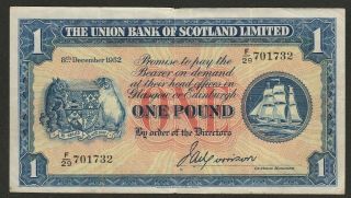 1952 Scotland (union Bank) 1 Pound Note